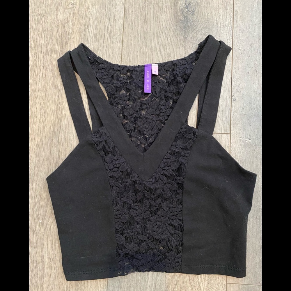 Black lace Emma&sam crop top from LF